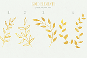 Gold Glitter Leaves Clipart, a Decorative Illustration by Minky Moo Creations (Thumbnail 2 of 17)