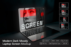 Modern Dark Laptop Screen Mockup