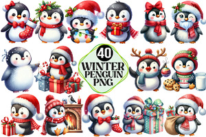 Winter Penguin Christmas Penguin, an Illustration by Pixels.Craft