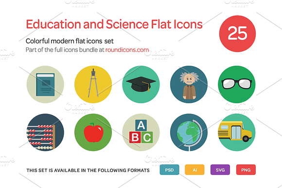 Education And Science Flat Icons Set