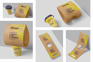 Kraft Single Cup Carrier Mockups