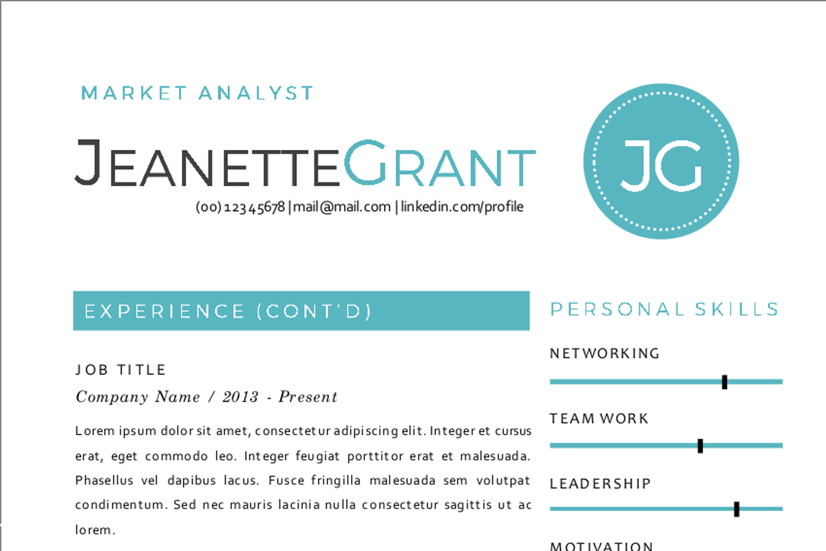 3 in 1 aqua round initials resume, a Resume Template by Inkpower (Photo 4 of 5)