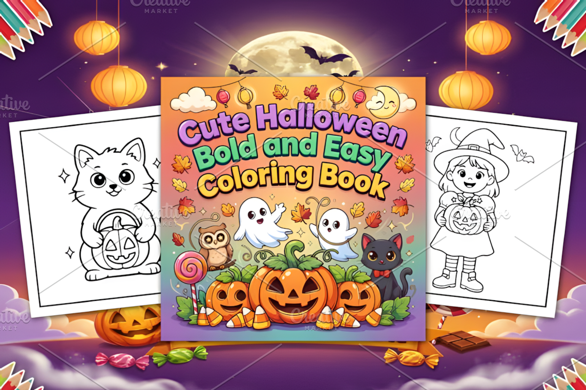 Cute Halloween Bold Easy Coloring, a Seasonal Illustration by Coco Bloom (Photo 2 of 4)