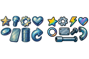 Collection of colorful metal shapes, an Illustration by ZinetroN