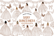 Watercolor Ivory Quinceanera Clipart, an Illustration by TatiMockup (Thumbnail 1 of 6)