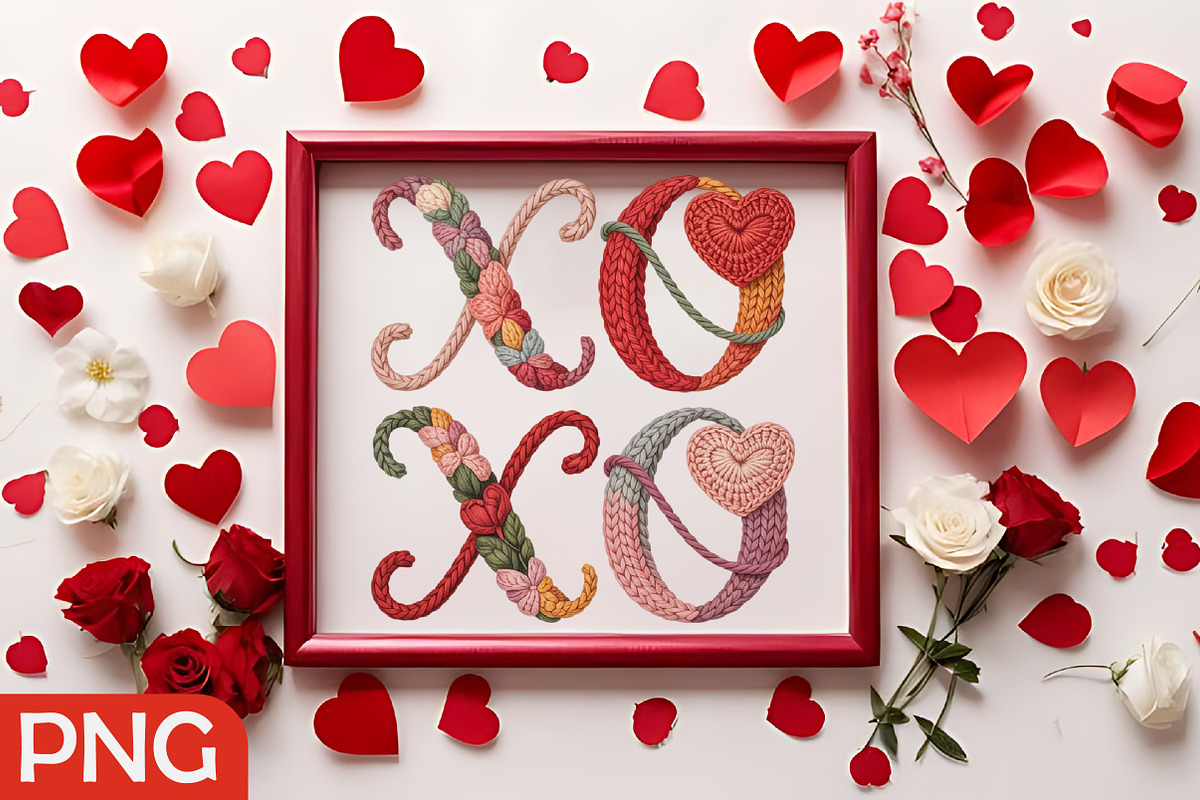 Romantic Faux Crochet XOXO Design, an Illustration by RobertsArt (Photo 3 of 4)