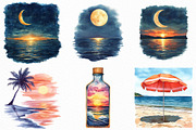 Watercolor Sea Sunset Clipart, an Illustration by Craft Nest (Thumbnail 2 of 6)