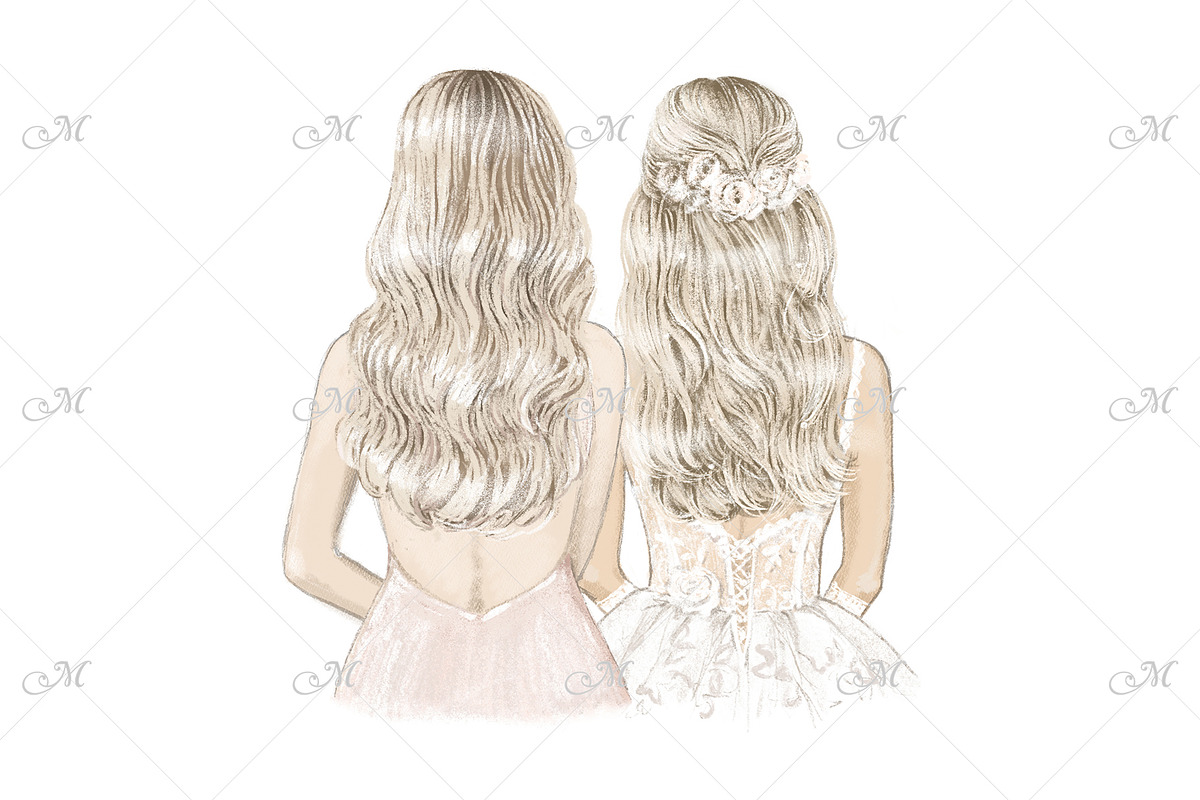 Bride & Bridesmaids Art Bundle, a Person Illustration by Maddy's Art & Mockups (Photo 4 of 12)