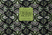 Lime Mandala Feather Damask on Black, a Pattern Graphic by SirenaArt (Thumbnail 1 of 10)