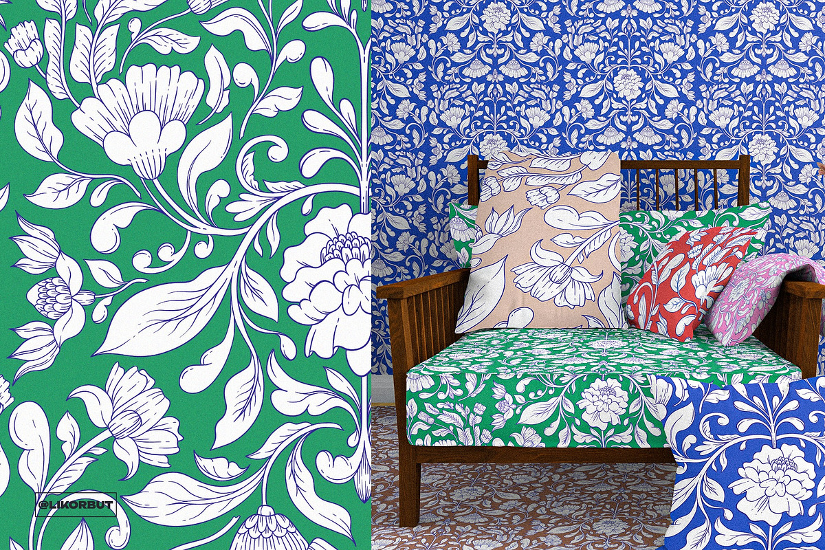 Orient Ornament Floral Pattern, a Pattern Graphic by likorbut (Photo 4 of 14)