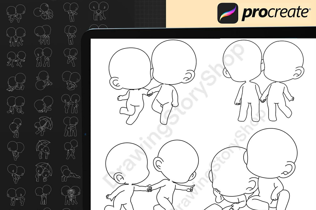 100 Procreate Chibi Couple Stamp, a Brush Add-On by DrawingStoryShop (Photo 4 of 6)