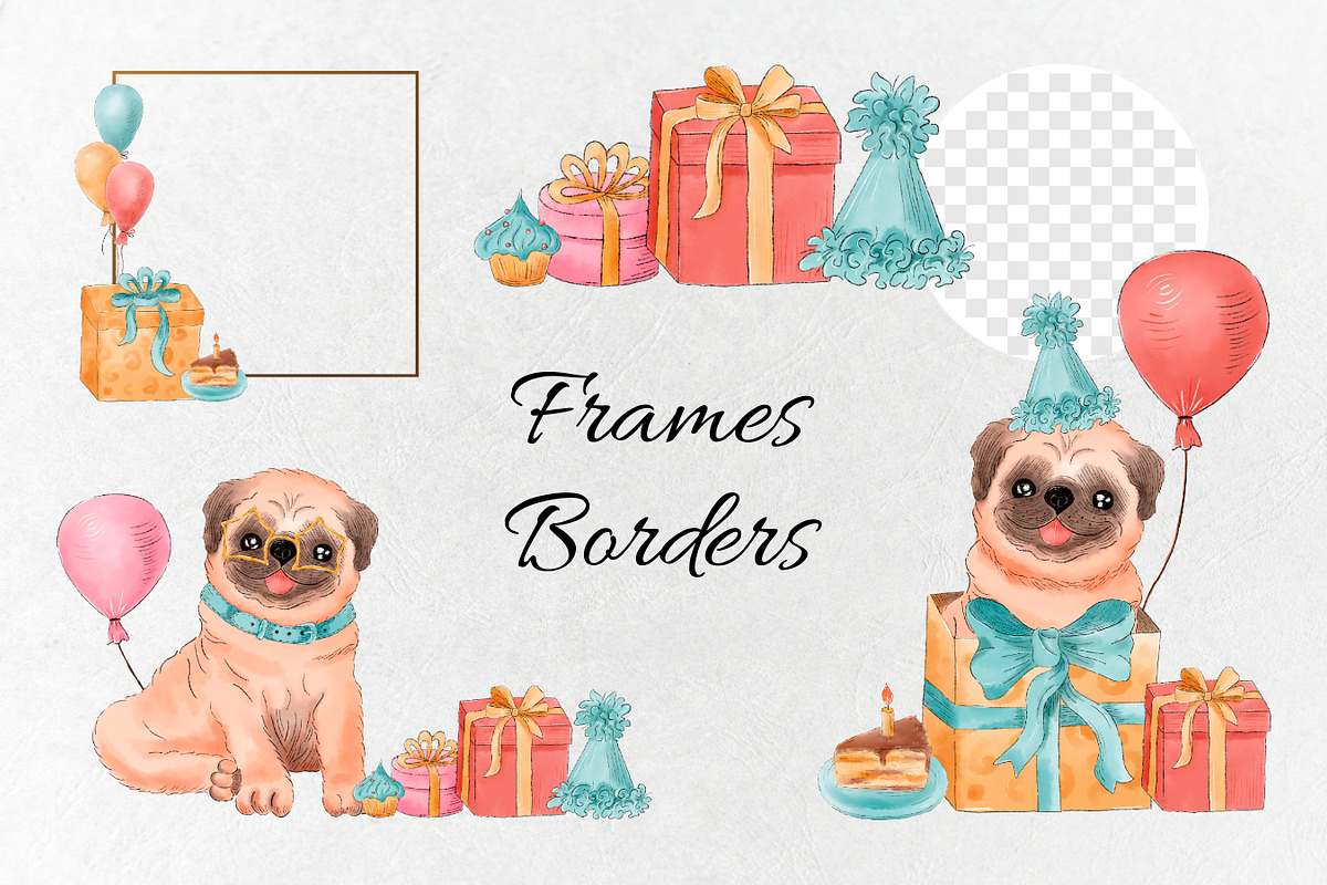 Birthday party. Watercolor dogs., an Animal Illustration by VaraNa Art (Photo 8 of 14)
