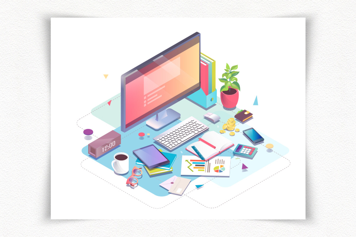 Isometric WorkPlace, a Technology Illustration by ArtoJoy (Photo 6 of 7)