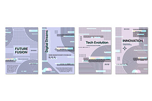 Futuristic glitch poster, cover, a Decorative Illustration by Vector Tradition