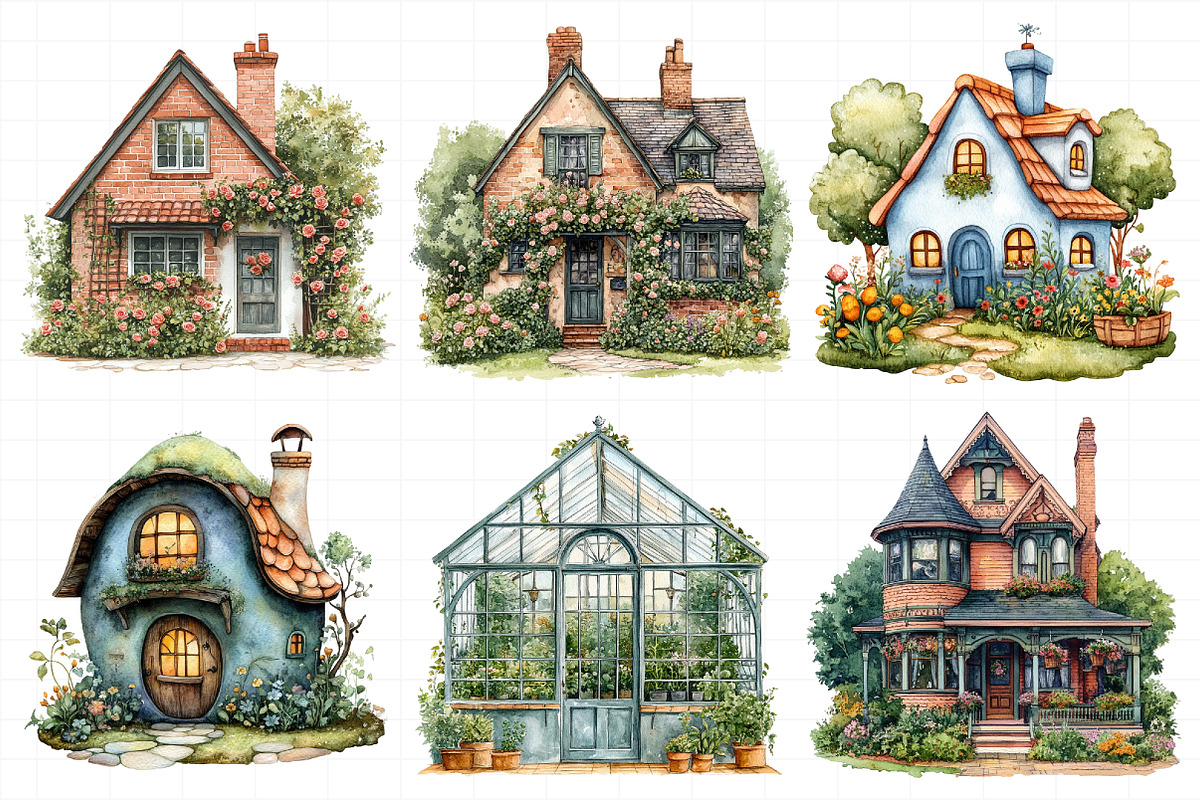 Watercolor Gardening House Clipart, an Illustration by Daily.Designs (Photo 3 of 8)