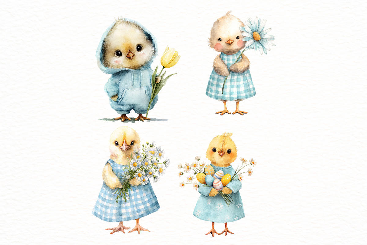Watercolor Easter chick clipart, an Illustration by Designworld (Photo 4 of 4)