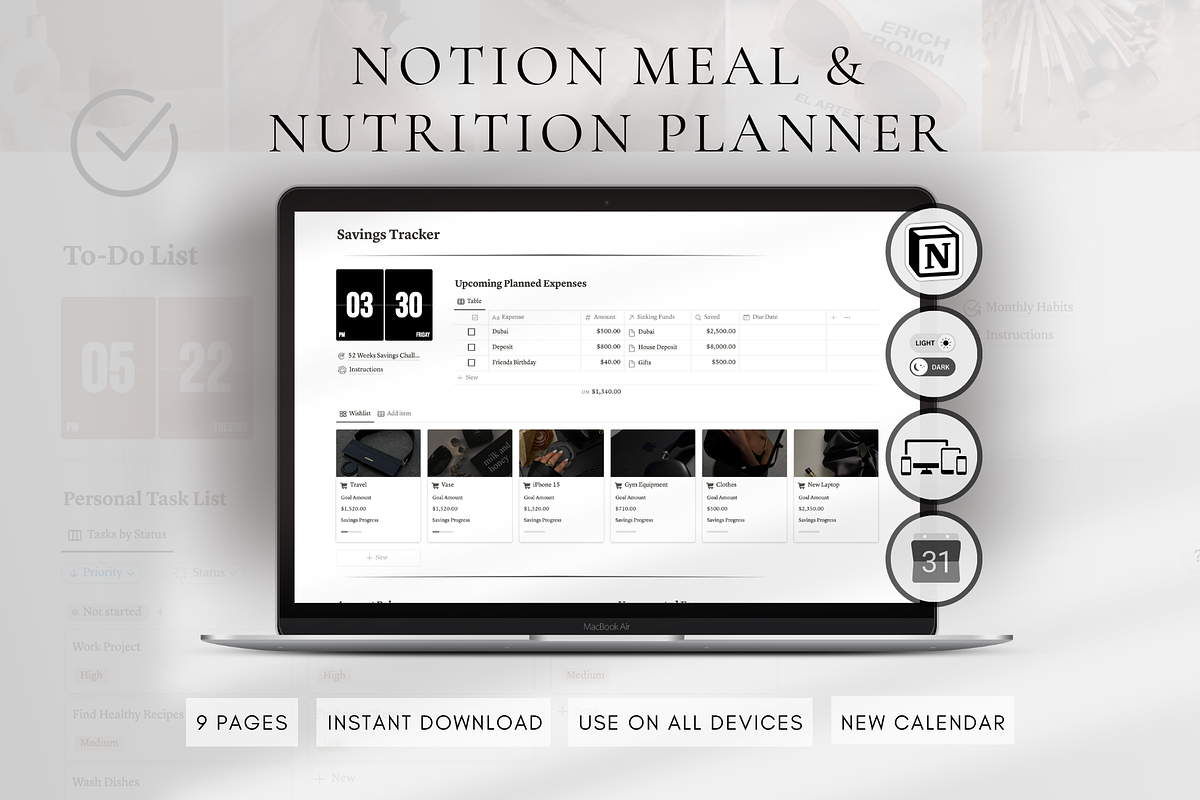 Notion Meal Planner Template, a Templates & Theme by BRANDcontent (Photo 1 of 8)