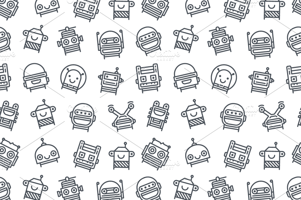 Robots: 12 icons & seamless pattern preview 3