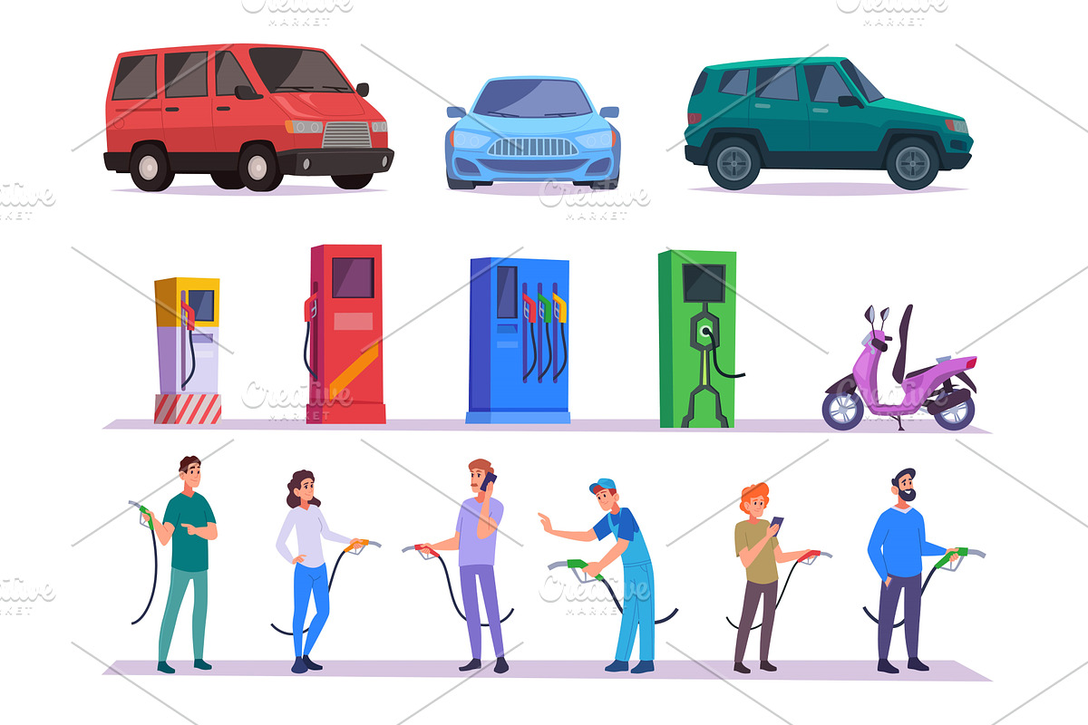 Gas station workers. Professional, a Transportation Illustration by Onyx