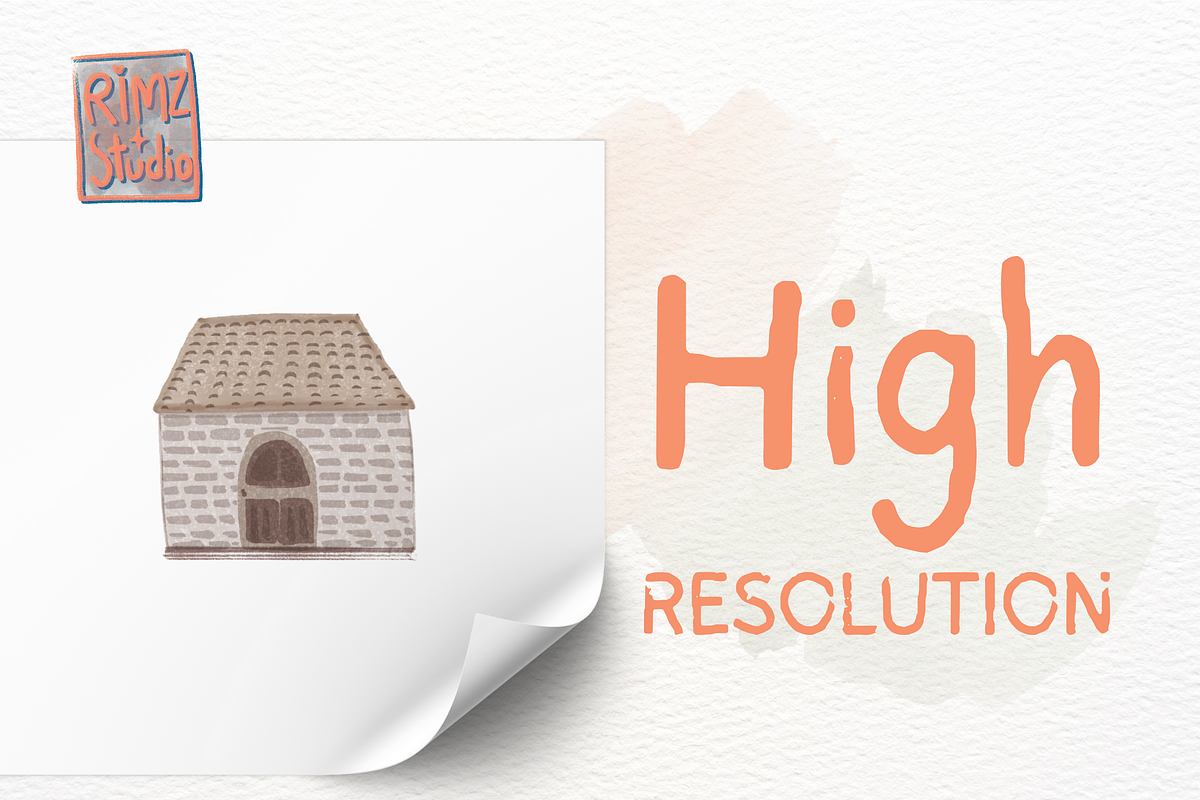 Watercolor Countryside House clipart, an Illustration by RimzStudio (Photo 2 of 5)
