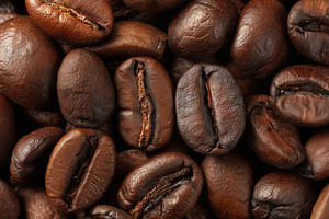 Roasted coffee beans texture, a Food & Drink Photo by Mockup Bureau