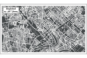 Baghdad Iraq City Map In Retro Style