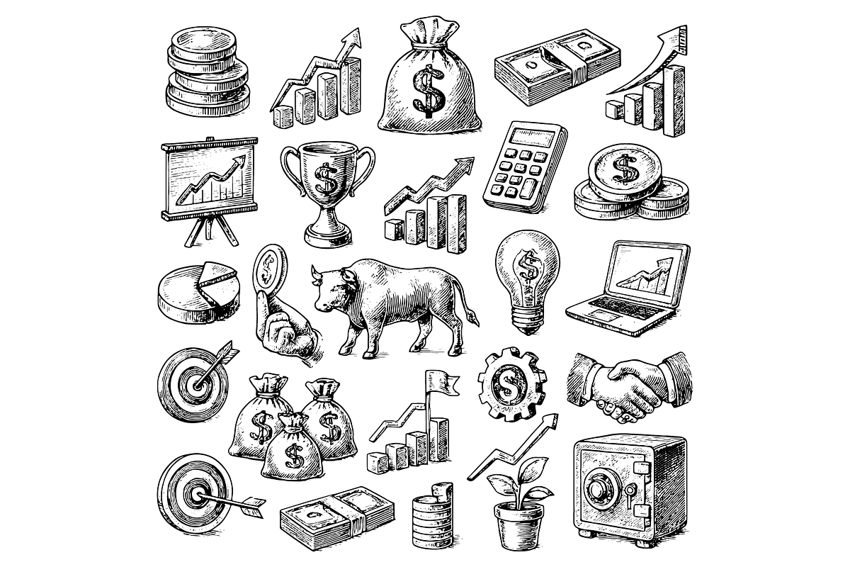 Finance Business Icon Set, an Object Graphic by RT Studio