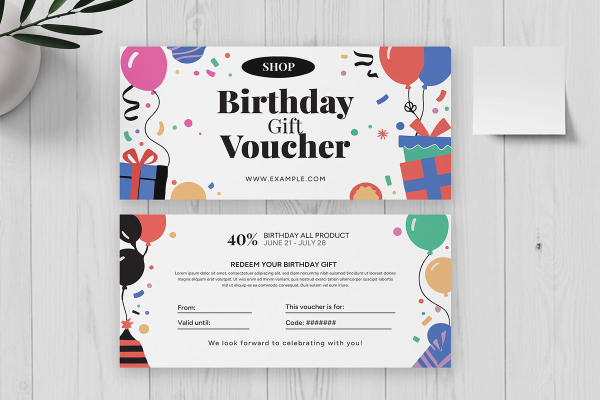 Birthday Discount Voucher Template, a Card Template by MightyDesign (Photo 2 of 6)