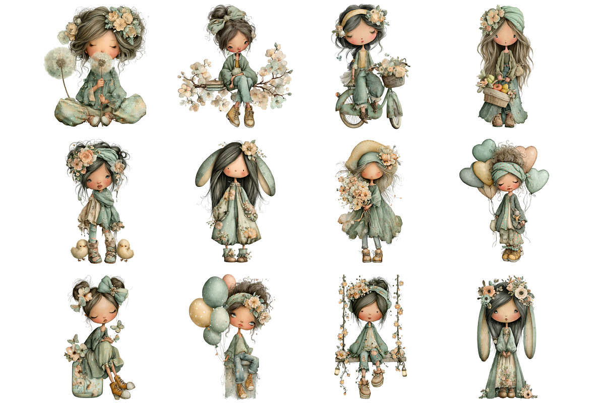 Whimsical Spring Girl Clipart, a Graphic by CitraGraphics (Photo 3 of 5)