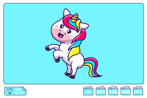 Cute Unicorn Standing Cartoon, an Animal Illustration by Artstorystudio