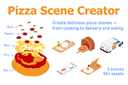 Isometric Pizza Scene Creator, a Food Illustration by Viktorijareut (Thumbnail 1 of 7)