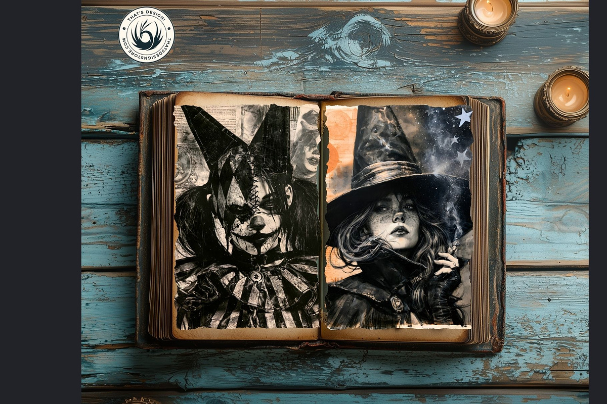Vintage Dark Halloween Digital Paper, a Seasonal Illustration by ThatsDesignArt (Photo 16 of 16)