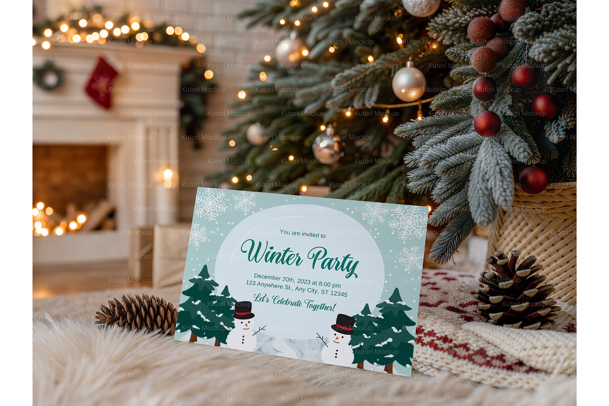 Festive Winter Greeting Card Mockup, a Product Mockup by MockupWizard (Photo 4 of 5)