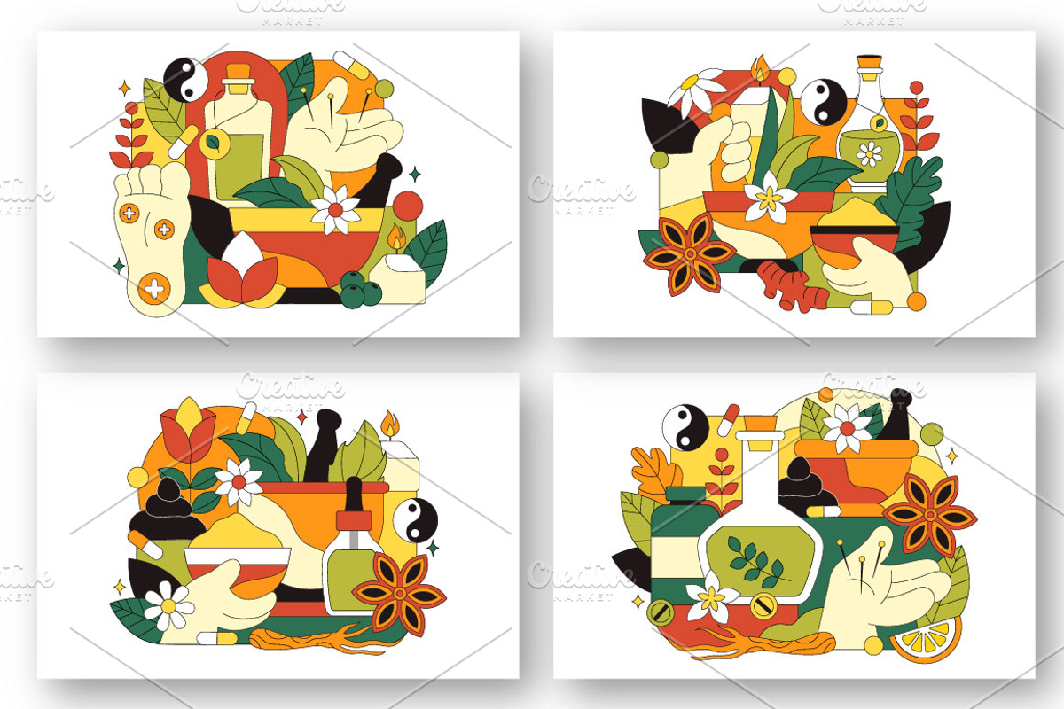 10 Alternative Medicine Illustration, a Healthcare Illustration by denayunebgt (Photo 2 of 4)