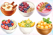 Watercolor Healthy Fruit Bowls PNG, an Illustration by Canvas Craft (Thumbnail 2 of 5)