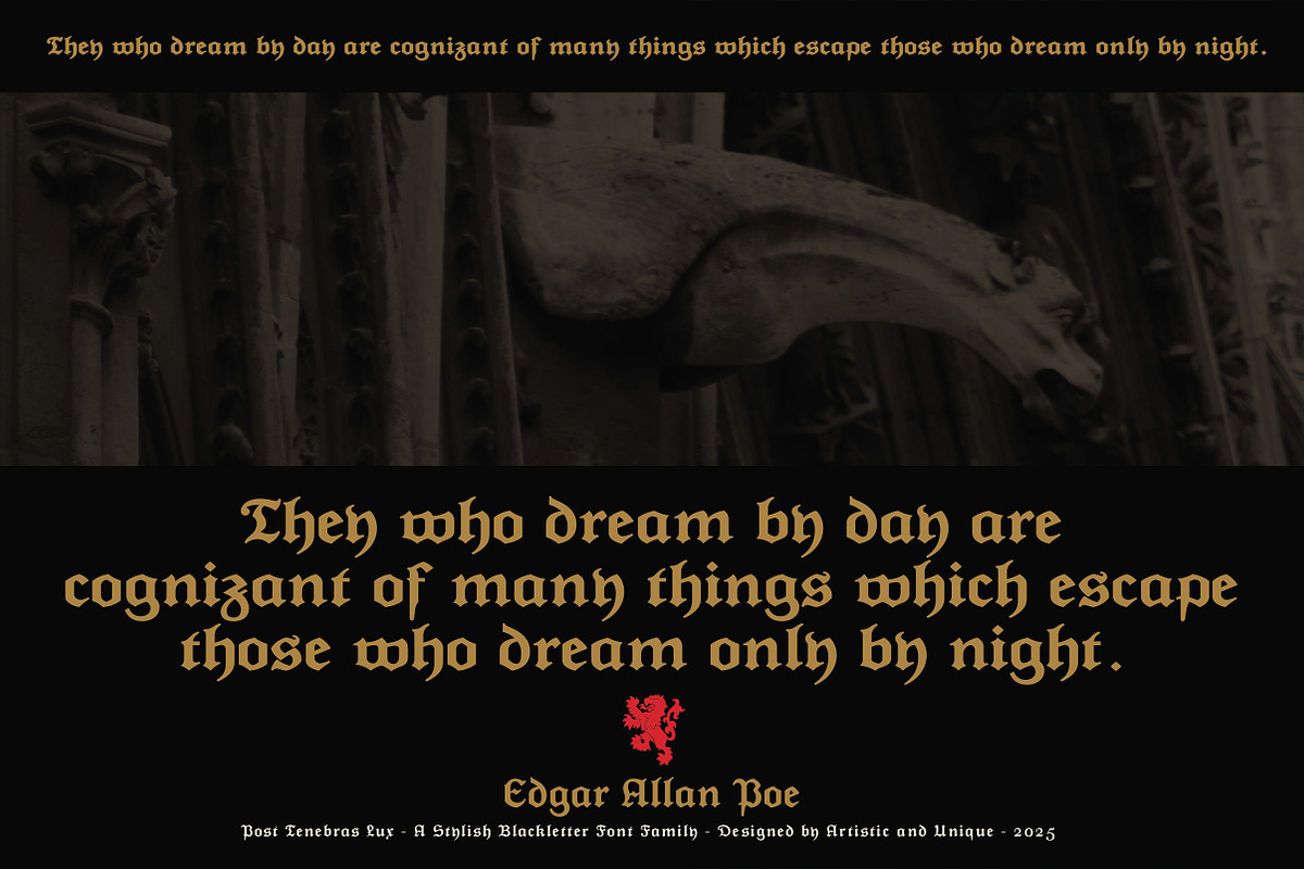 Post Tenebras Lux - Blackletter font, a Blackletter Font by Artistic & Unique (Photo 15 of 16)