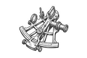 nautical sextant for celestial, an Object Illustration by AlexArt