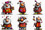Watercolor Quirky Santa Clipart, an Illustration by Canvas Craft (Thumbnail 4 of 7)