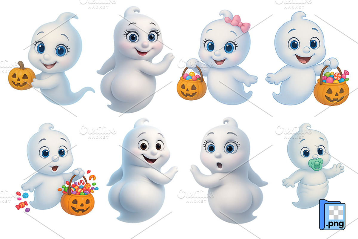 Ghosts Halloween Clipart, a Characters & Person 3D Model by MISS CHATZ