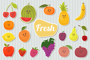 Fresh fruits. Kawaii