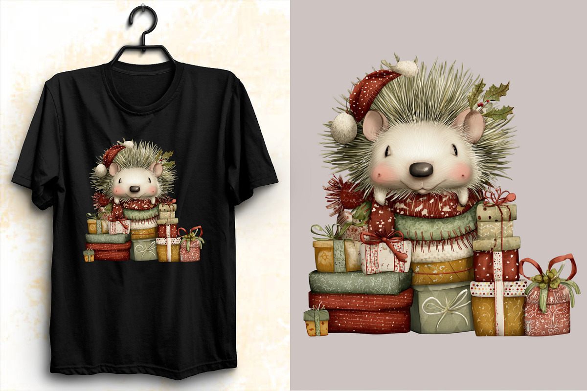 Funny Christmas Hedgehog Clipart, an Illustration by SVGArt (Photo 7 of 8)