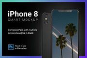 iPhone 8 Mockup Complete Pack Black, an iPhone Mockup by mockuptain (Thumbnail 1 of 10)