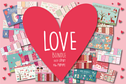 LOVE /Valentine bundle, an Illustration by Poppymoondesign (Thumbnail 1 of 23)