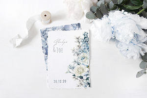 Dusty Blue Watercolor Flower Graphic