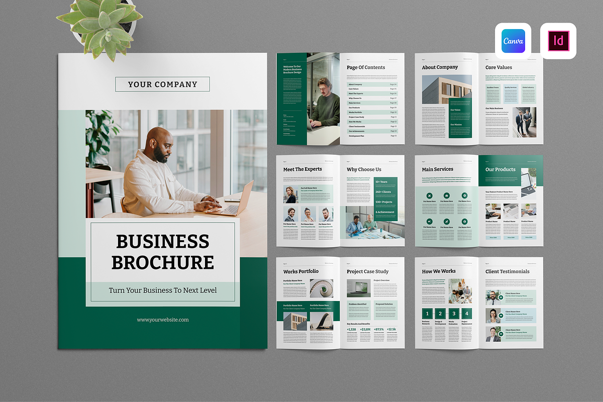 Brochure Template | Canva & InDesign, a Brochure Template by Leaflove (Photo 1 of 10)