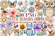 Pastel Folk Art Motifs Flowers Anima, an Illustration by Sublimation Artist (Thumbnail 1 of 6)
