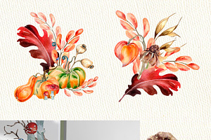 Autumn Plants Watercolor Clipart