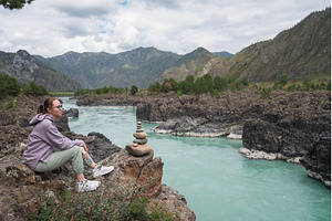 Woman at the river Katun, a Person Photo by Jan Jack Russo Media