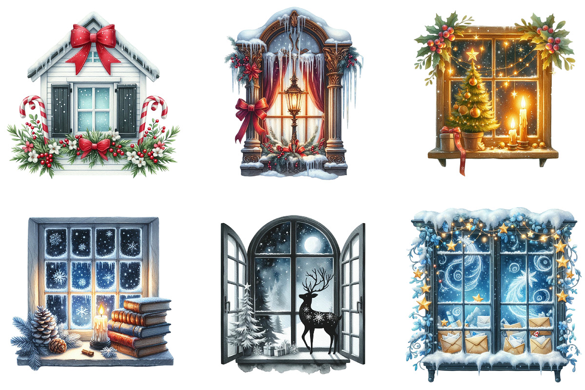 Christmas Cozy Window Clipart, an Illustration by DreamArtGraphic (Photo 6 of 6)
