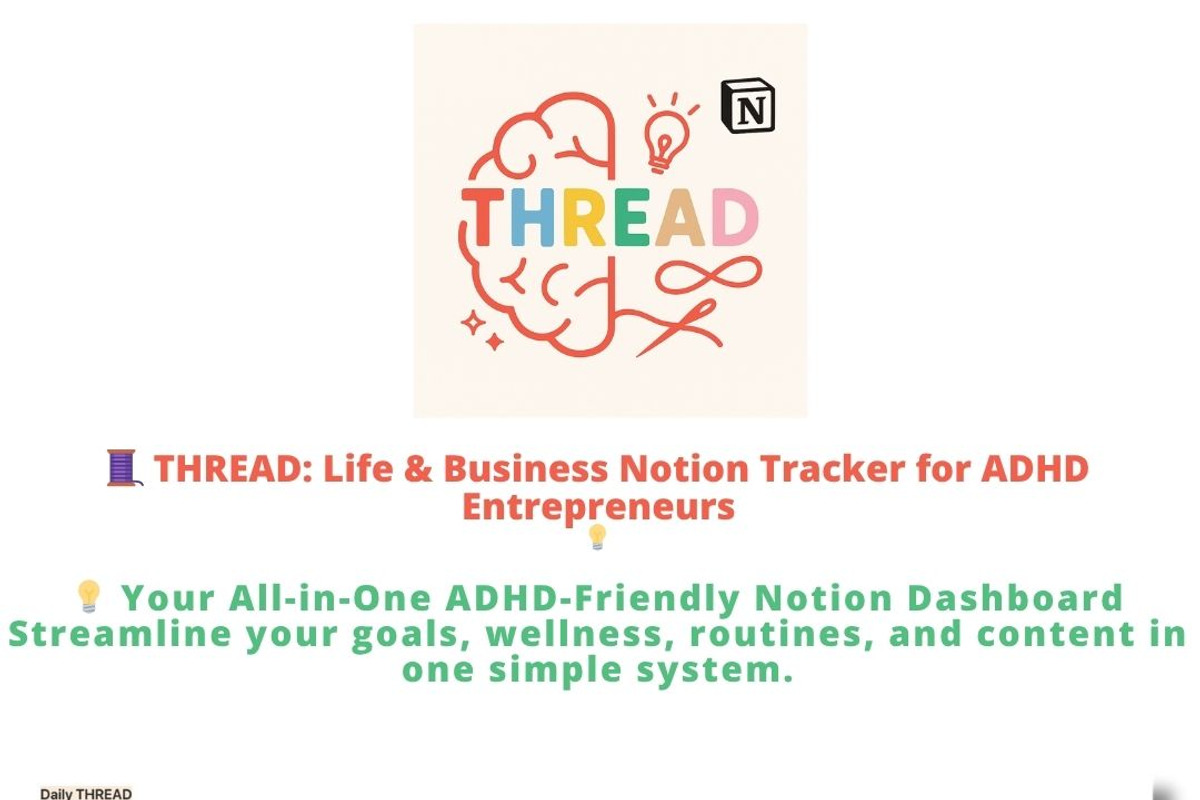 Life & Biz Tracker Notion Template, an App Template by Red Thread Studio (Photo 1 of 3)